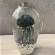 Black glass jelly fish paper weight 